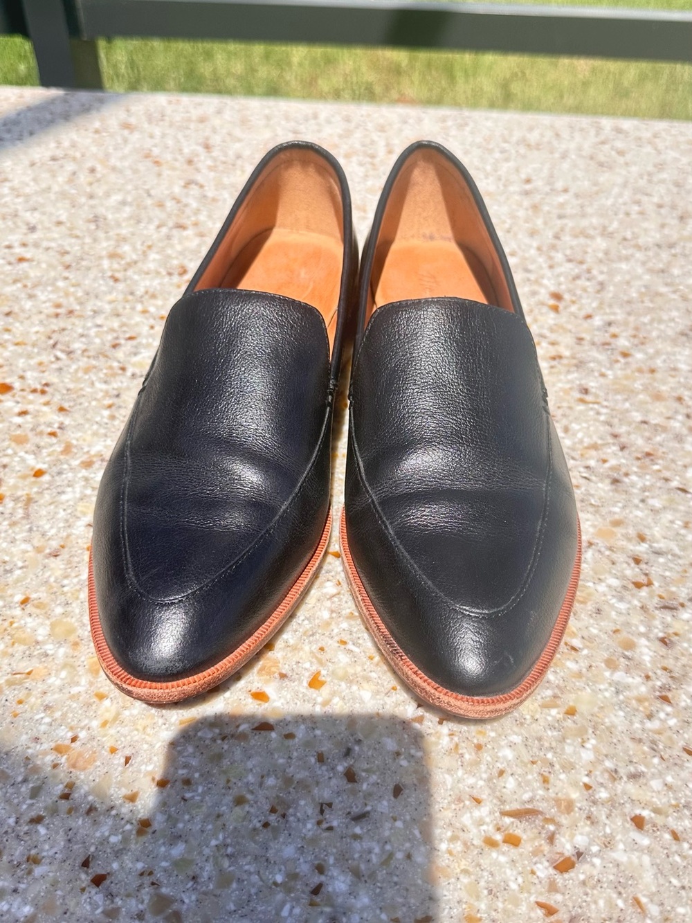 Madewell Black Leather Loafers with Tan Trim size 8